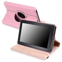 Pink 360 degree Swivel Leather Case Version 2 for  Kindle Fire