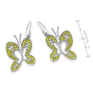 ParisJewelry  3 Carat Genuine Yellow and White Sapphire Butterfly