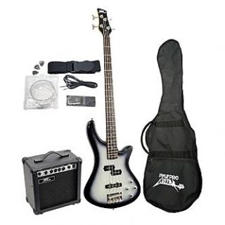 Pyle Professional Full Size Electric Bass Guitar Package w/ Amplifier