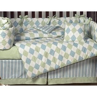 Sweet Jojo Designs  Argyle Green Blue Collection 9pc Crib Bedding Set