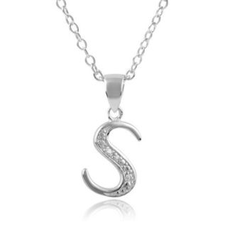 Brinley Co. Women's 0.01 Carat T.W. Diamond Accent Sterling Silver Letter S" Pendant Fashion Necklace, 18""