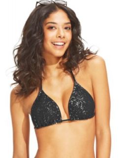 California Waves Sequin Lace Triangle Bikini Top