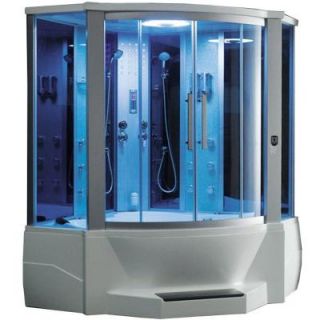 Ariel WS 701 65 in. x 65 in. x 85 in. Steam Shower Enclosure Kit with Jacuzzi in White 701