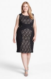 Donna Ricco Colorblock Lace Sheath Dress (Plus Size)