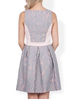 Almari Bonded lace contrast zip dress Pale Pink