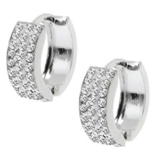 Stunning 925 Sterling Silver with Cubic Zirconia CZ Huggies Earrings