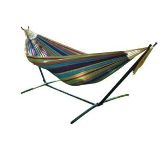 Vivere 9 ft. Double Cotton Hammock with Stand in Tropical UHSDO9 20