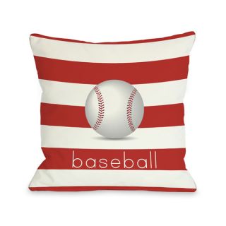 Baseball Red Applique Embroidered Lumbar Decorative Throw Pillow