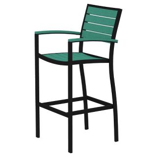 Polywood® Euro Bar Height Patio Dining Arm Chair   Black Frame