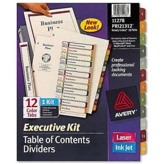 Avery Ready Index Table of Contents Dividers Executive Kit , 12 Tab, 1 12, Letter, Multicolor, Set of 12