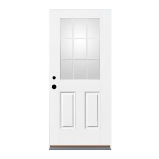Therma Tru Benchmark Doors 2 Panel Insulating Core 9 Lite Right Hand Inswing White Fiberglass Primed Prehung Entry Door (Common 32 in x 80 in; Actual 33.5 in x 81.5 in)