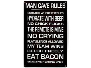 Man Cave Rules Metal Bar Sign