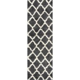 Sweet Home Cozy Shag Collection Trellis Shaggy Runner Rug (2'7"X8') Charcoal Trellis