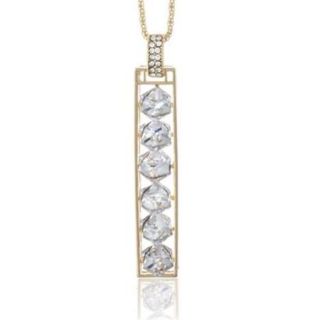 Silver Co NN031 Gold Plated Brass Clear Crystal Bar Necklace