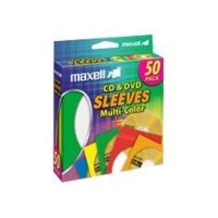 Maxell  CD/DVD Sleeves, Multi color, 50 pk.
