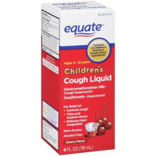 Equate Children's Cough Cherry Flavor Liquid, 4 fl oz