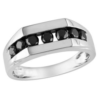 Mens .98 CT. T.W. Black Diamond Channel Setting Ring in Sterling