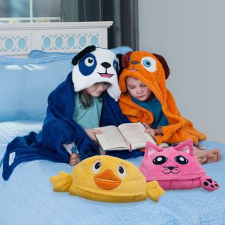 Bright Eyes Soft and Fuzzy Hooded Childrens Blanket Wrap (Set of 4