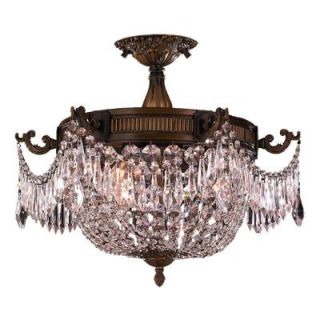 Worldwide Lighting Winchester Collection 3 Light Antique Bronze Crystal Flushmount W33354B20 CL