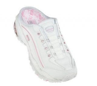 Skechers Leather Open Back Sneakers w/Rhinestone Detail —