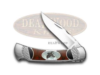 BUCK 110 Mother Of Pearl Eagle Painted Pony 1/100 Folding Hunter Pocket Knife