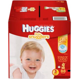 HUGGIES Little Snugglers Diapers, Size 3, 88 count