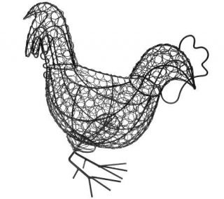 Decorative Black Coated Wire Rooster Basket —