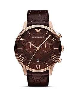 Emporio Armani Brown Leather Watch, 46mm