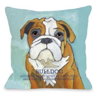 Bulldog 1 Throw Pillow 18 x 18 Pillow