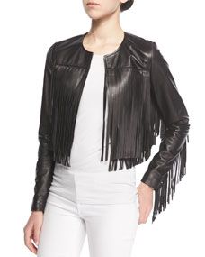 Cusp by Cropped Leather Fringe Jacket