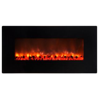 Yosemite Home Decor 35.5 in W 5000 BTU Black Gloss Metal Wall Mount Electric Fireplace with Remote Control