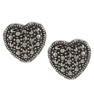 MARC Sterling Silver Pave set Marcasite Heart Earrings   14026500