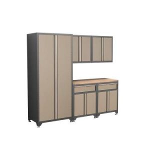 NewAge Products Pro Series 83 in. H x 92 in. W x 24 in. D Welded Steel Garage Cabinet Set in Taupe (6 Piece) 33606