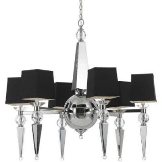 AF Lighting Candice Olson Collection, Clark 6 Light Chrome Chandelier with Crystal Accents and Black Shade 8405 6H