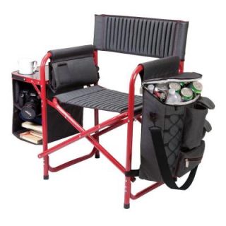 Picnic Time Dark Grey with Red Fusion Portable Outdoor Patio Chair 807 00 600 000 0