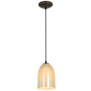 Access Lighting Bordeaux 1 Light Oil Rubbed Bronze Metal Pendant with Wicker Amber Glass Shade 28018 1C ORB/WAMB