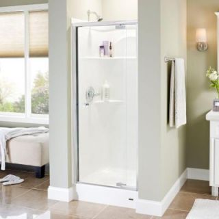 Delta Lyndall 31 1/2 in. x 66 in. Semi Framed Pivoting Shower Door in Polished Chrome with Clear Glass 158882