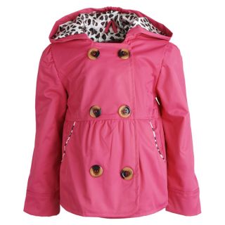 Pink Platinum Girls Hooded Dressy Jacket with Leopard Lining