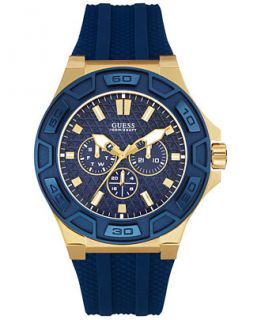 GUESS Mens Blue Silicone Strap Watch 44mm U0674G2   Watches   Jewelry