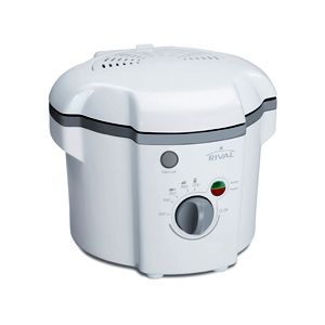 Rival CF106 W 1L Cool Touch Deep Fryer   Adjustable Thermostat, Locking Lid, Dual Filters, SureRELEASE Break Away Cord, White