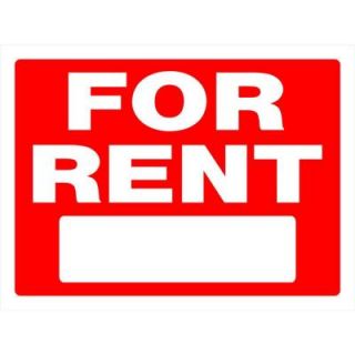 The Hillman Group 18 in. x 24 in. Red and White Plastic For Rent Sign 840243