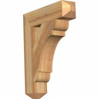 Ekena Millwork 4 in. x 22 in. x 18 in. Western Red Cedar Olympic Craftsman Rough Sawn Bracket BKT04X18X22OLY04RWR