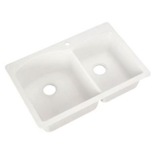Blanco Diamond Dual Mount Composite 33 in. 1 Hole Double Bowl Kitchen Sink in White 440216