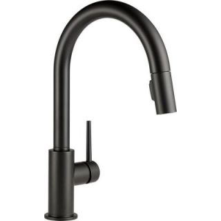 Delta Trinsic Single Handle Pull Down Sprayer Kitchen Faucet with MagnaTite Docking in Matte Black 9159 BL DST