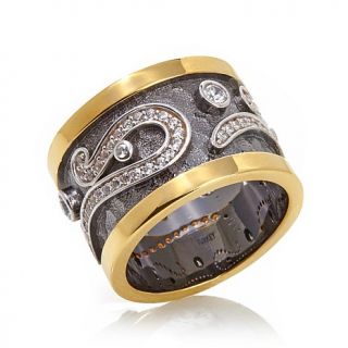 Jewels of Istanbul 2 Tone Gemstone Gold Plated Sterling Silver Band Ring   7854670