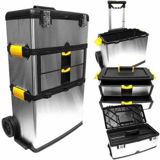 Stalwart Massive and Mobile 3 Part Stainless Steel Tool Box