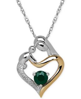 Emerald (1/3 ct. t.w.) and Diamond Accent Mother and Infant Pendant