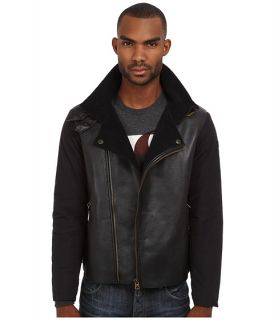 Armani Jeans Eco Leather/Nylon Sleeve Moto Jacket w/ Eco Fur Lining