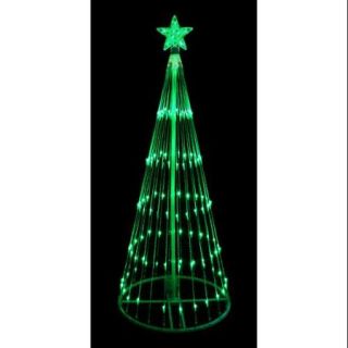 12' Green LED Light Show Cone Christmas Tree Lighted Yard Art Decoration