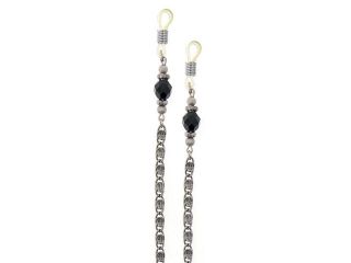 1928 Jewelry Boutique Black Bead & Silver Eyeglass Holder Chain 51522